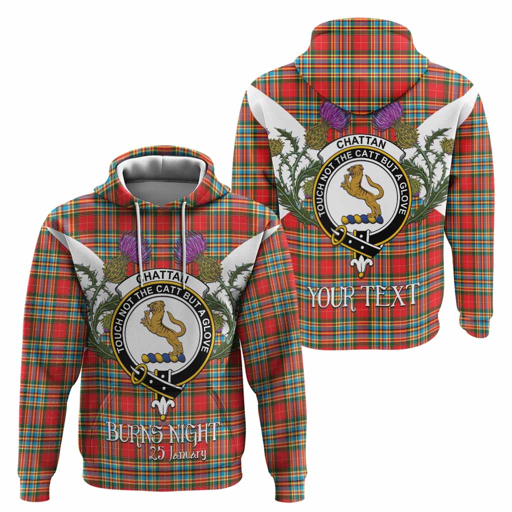 Chattan Tartan Family Crest Hoodie Scottish Burns Night Thistle Floral