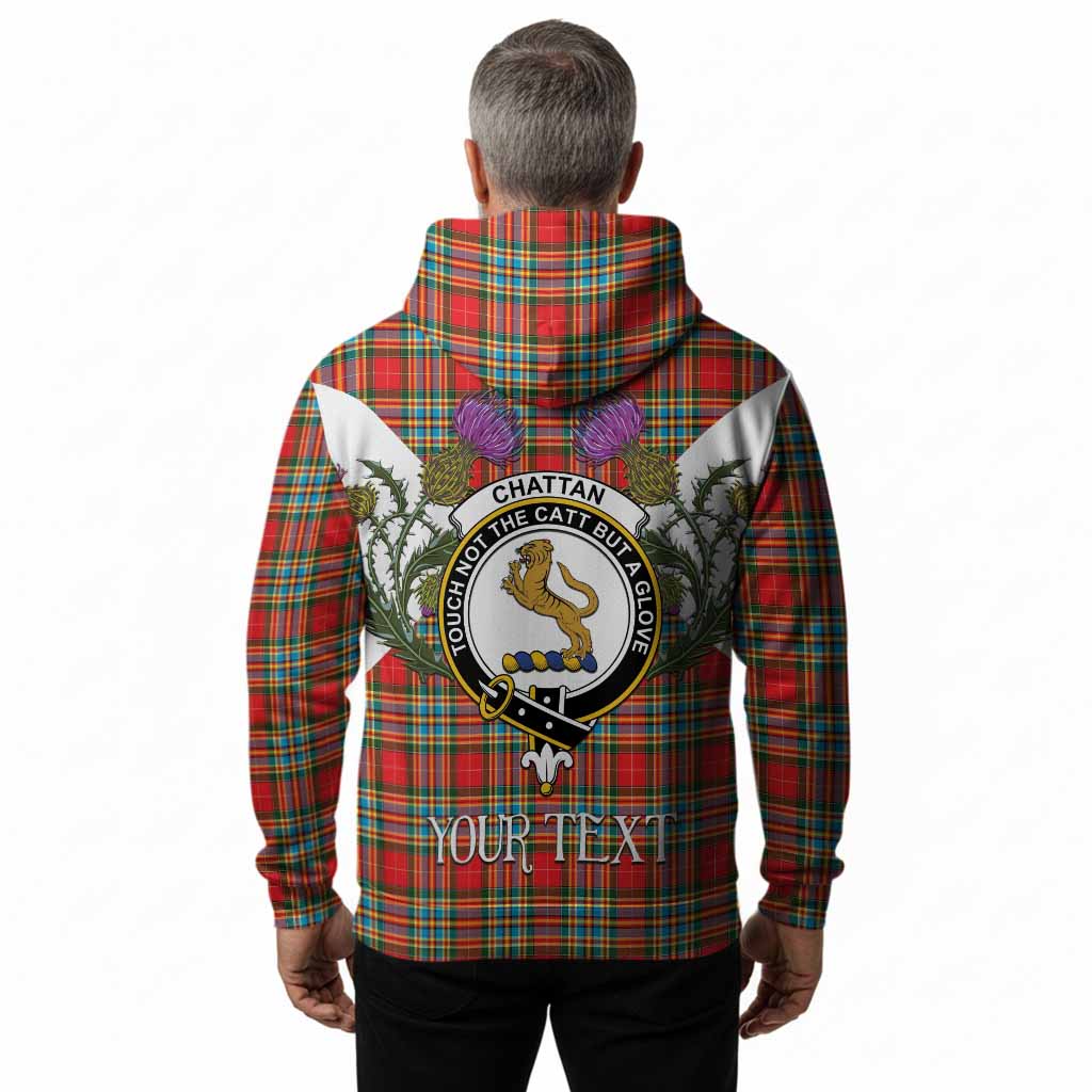 Chattan Tartan Family Crest Hoodie Scottish Burns Night Thistle Floral