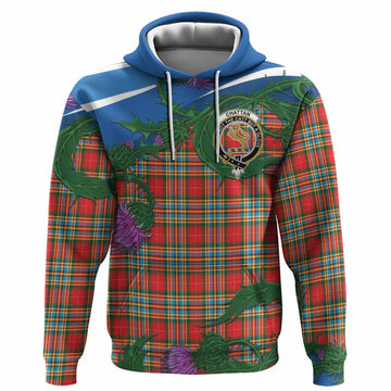 Chattan Tartan Family Crest Hoodie Thistle in Minimalism