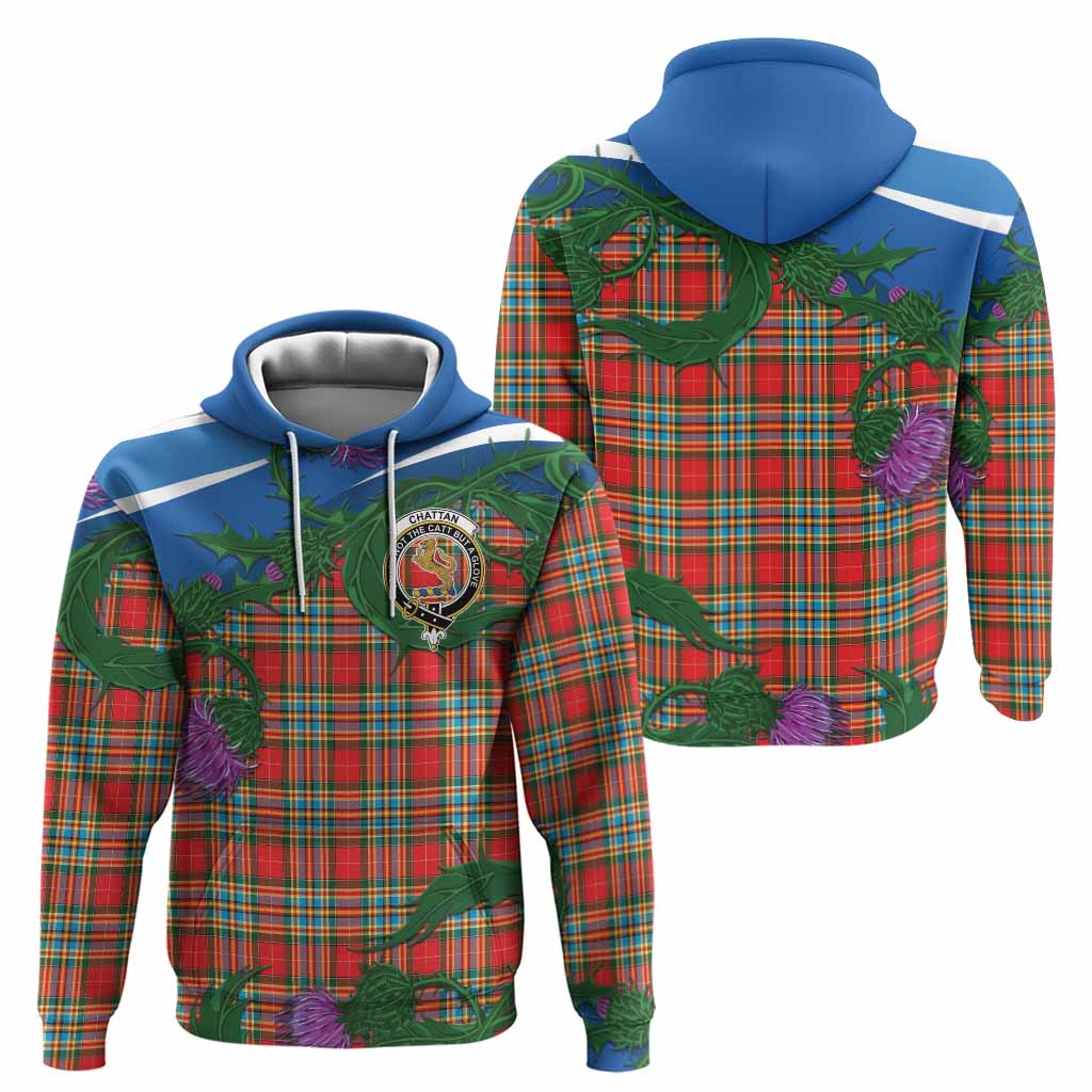 Chattan Tartan Family Crest Hoodie Thistle in Minimalism