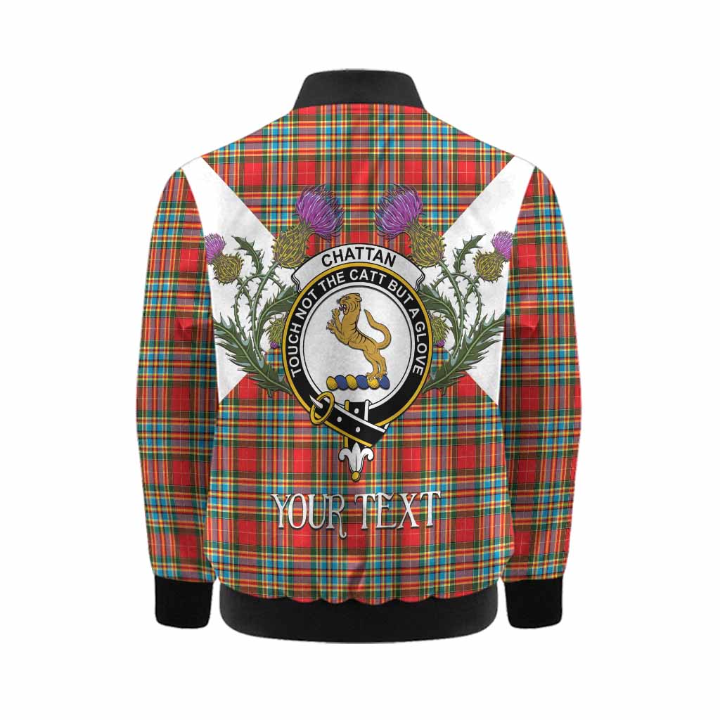Chattan Tartan Family Crest Kid Bomber Jacket Scottish Burns Night Thistle Floral