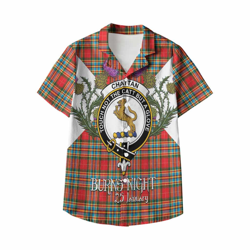 Chattan Tartan Family Crest Kid Hawaiian Shirt Scottish Burns Night Thistle Floral