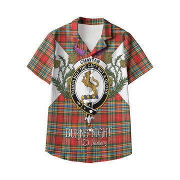 Chattan Tartan Family Crest Kid Hawaiian Shirt Scottish Burns Night Thistle Floral