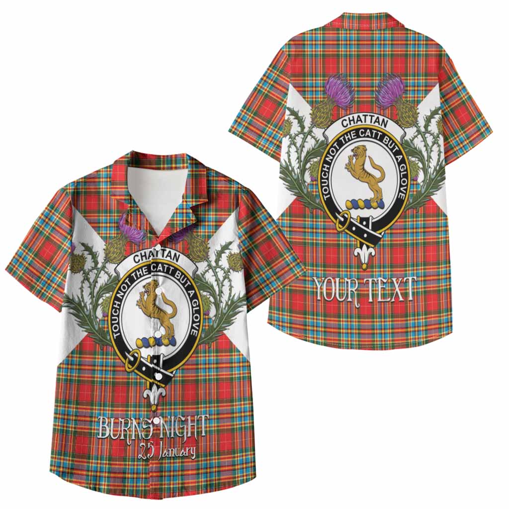 Chattan Tartan Family Crest Kid Hawaiian Shirt Scottish Burns Night Thistle Floral