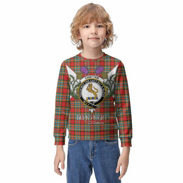 Chattan Tartan Family Crest Kid Knitted Sweatshirt Scottish Burns Night Thistle Floral