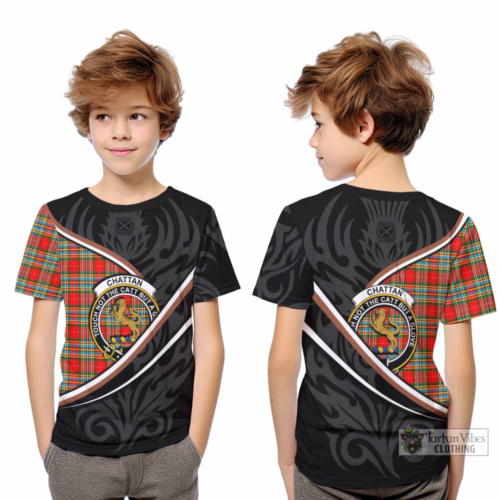 Chattan Tartan Family Crest Kid T-shirt Celtic Scottish Thistle Floral - Tartan Vibes Clothing