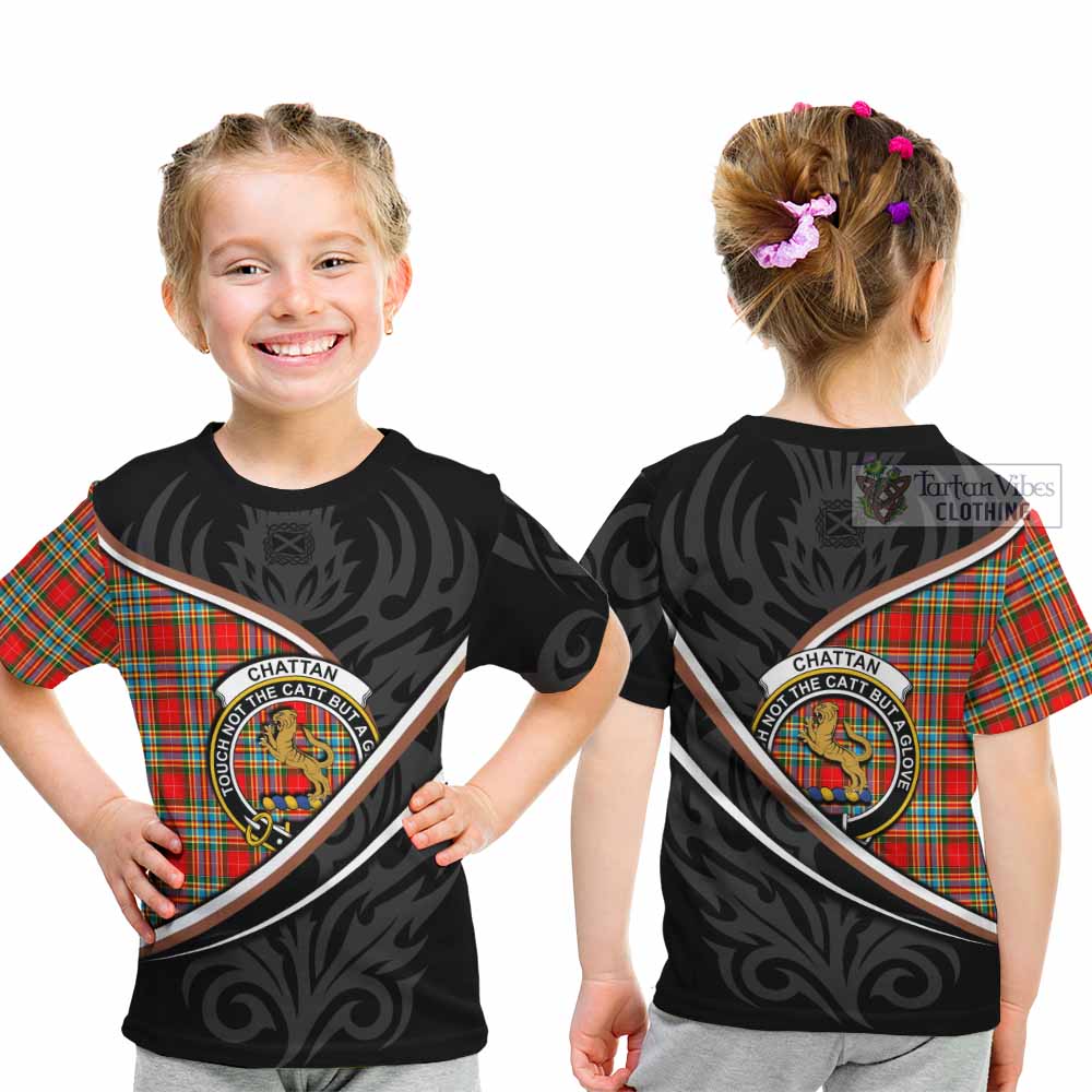 Chattan Tartan Family Crest Kid T-shirt Celtic Scottish Thistle Floral - Tartan Vibes Clothing