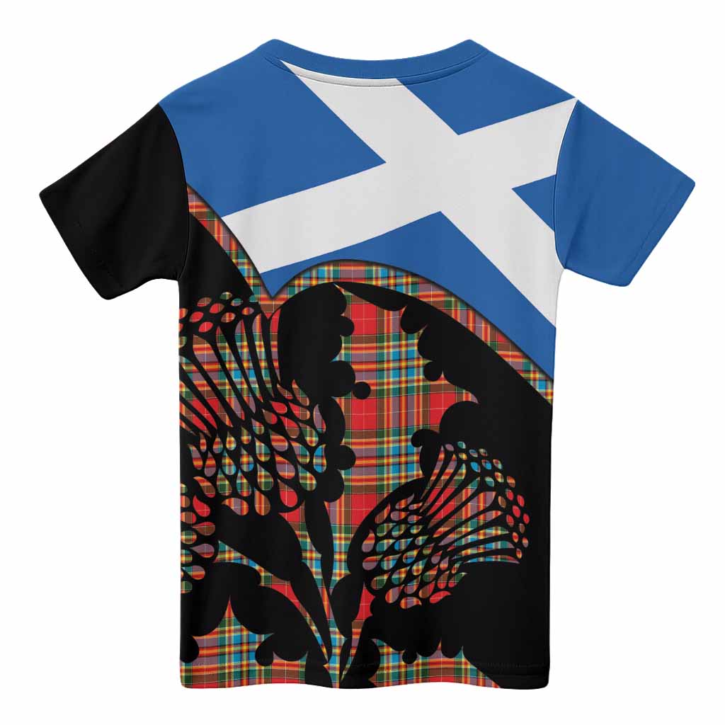 Chattan Tartan Family Crest Kid T-shirt Scotland Thistle Floral Flag Style