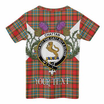 Chattan Tartan Family Crest Kid T-shirt Scottish Burns Night Thistle Floral