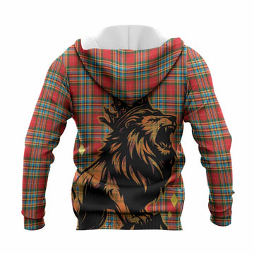 Chattan Tartan Family Crest Knitted Hoodie Crowned Lion Roaring
