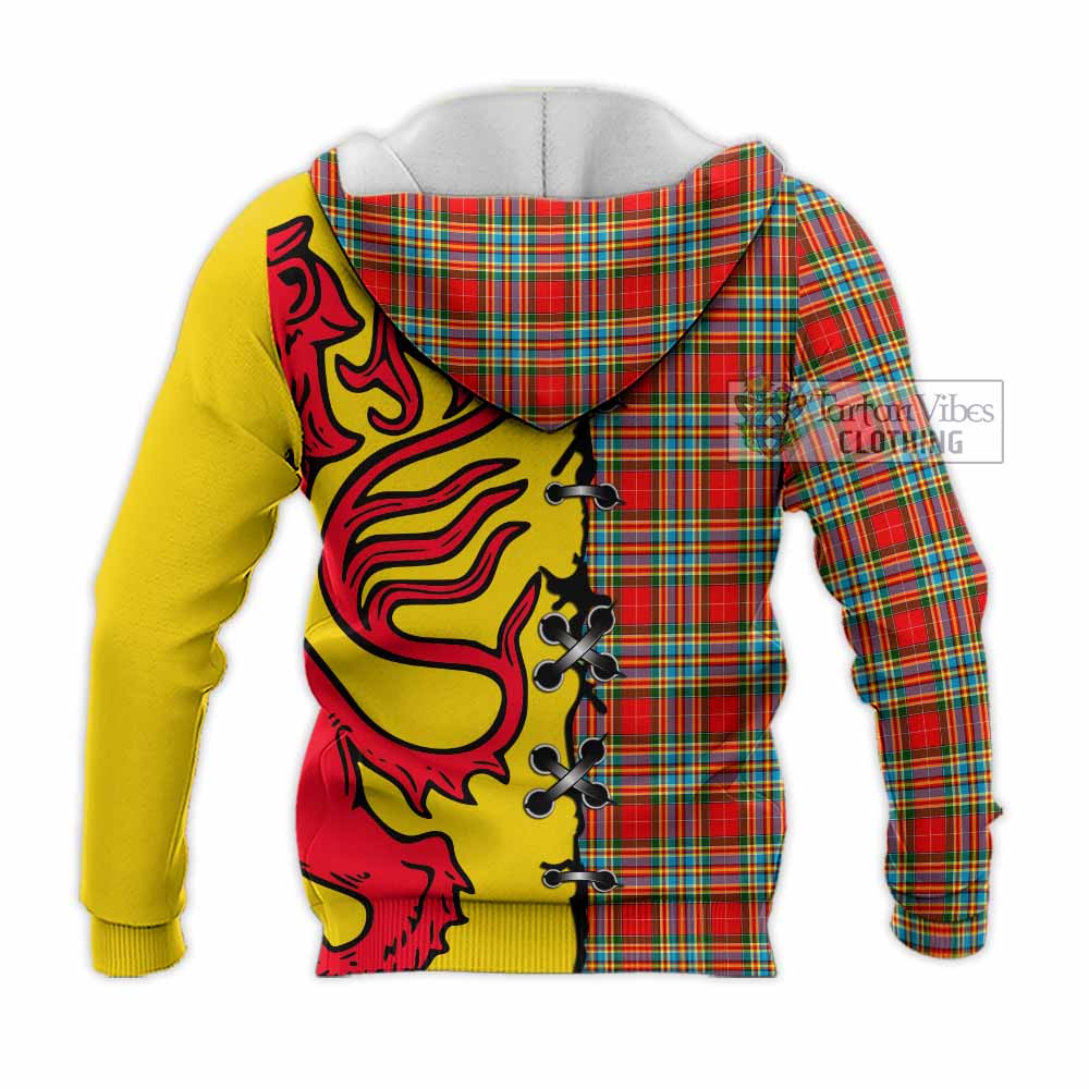 Chattan Tartan Family Crest Knitted Hoodie Lion Rampant Honor - Tartan Vibes Clothing