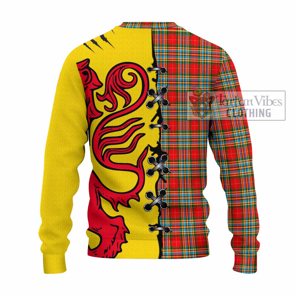 Chattan Tartan Family Crest Knitted Sweater Lion Rampant Honor - Tartan Vibes Clothing