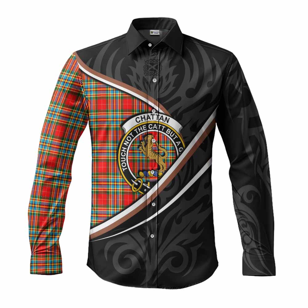 Chattan Tartan Family Crest Long Sleeve Button Shirts Celtic Scottish Thistle Floral - Tartan Vibes Clothing