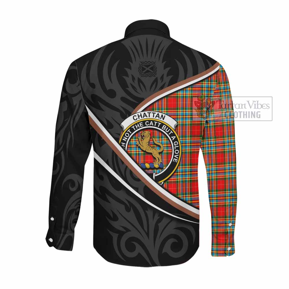 Chattan Tartan Family Crest Long Sleeve Button Shirts Celtic Scottish Thistle Floral - Tartan Vibes Clothing