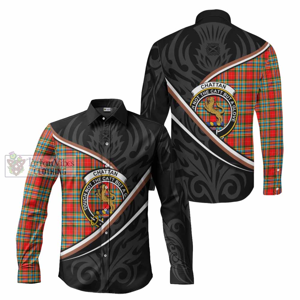 Chattan Tartan Family Crest Long Sleeve Button Shirts Celtic Scottish Thistle Floral - Tartan Vibes Clothing