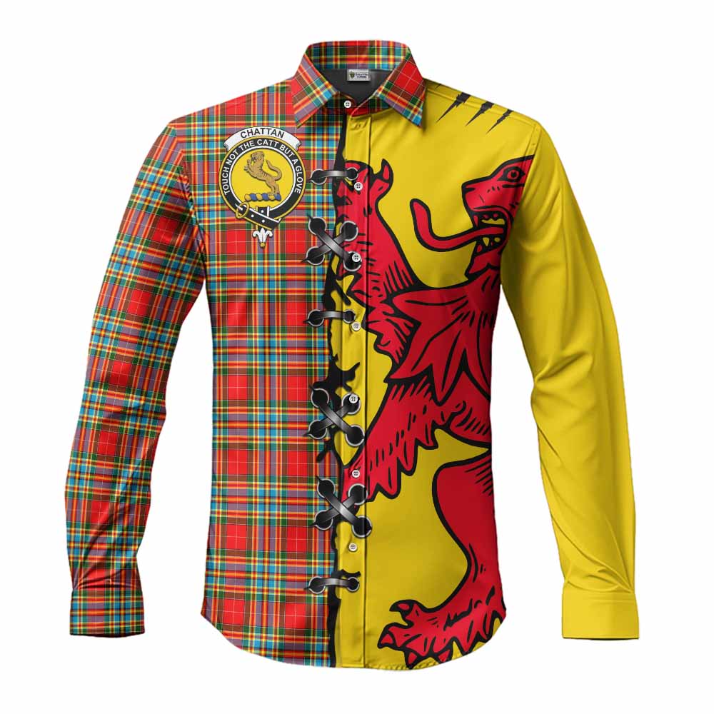 Chattan Tartan Family Crest Long Sleeve Button Shirts Lion Rampant Honor - Tartan Vibes Clothing