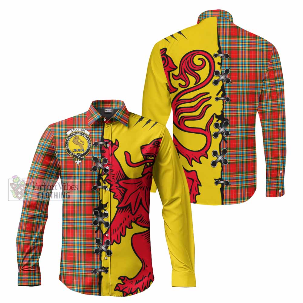 Chattan Tartan Family Crest Long Sleeve Button Shirts Lion Rampant Honor - Tartan Vibes Clothing