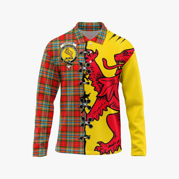 Chattan Tartan Family Crest Long Sleeve Polo Shirt Lion Rampant Honor