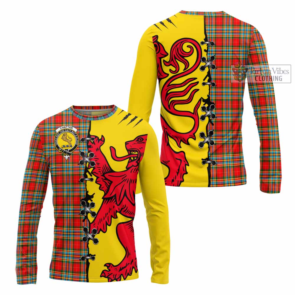 Chattan Tartan Family Crest Long Sleeve T-Shirt Lion Rampant Honor - Tartan Vibes Clothing