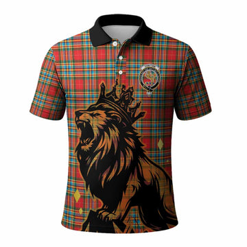 Chattan Tartan Family Crest Polo Shirt Crowned Lion Roaring