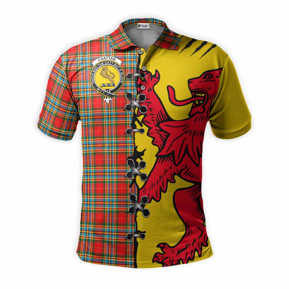Chattan Tartan Family Crest Polo Shirt Lion Rampant Honor - Tartan Vibes Clothing