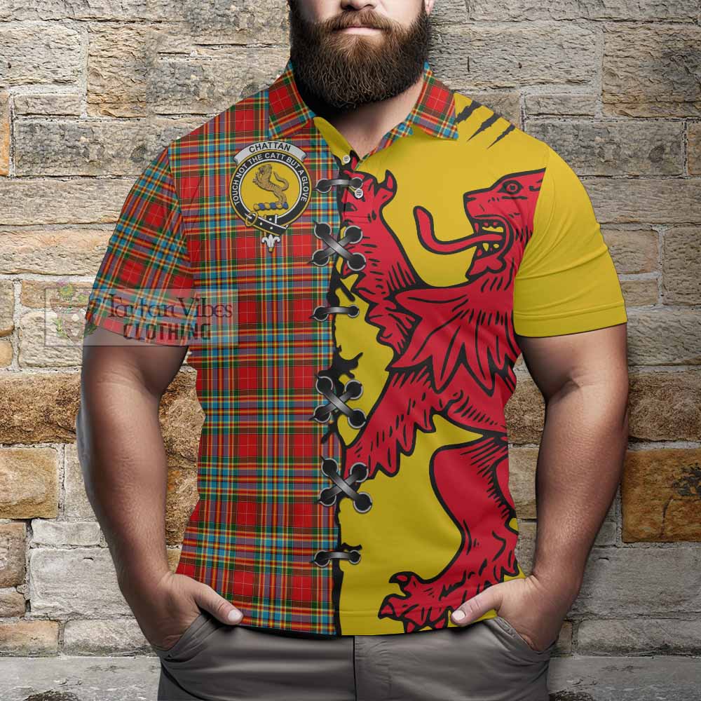 Chattan Tartan Family Crest Polo Shirt Lion Rampant Honor - Tartan Vibes Clothing