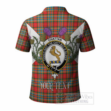 Chattan Tartan Family Crest Polo Shirt Scottish Burns Night Thistle Floral