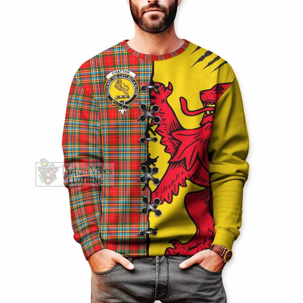 Chattan Tartan Family Crest Sweatshirt Lion Rampant Honor - Tartan Vibes Clothing
