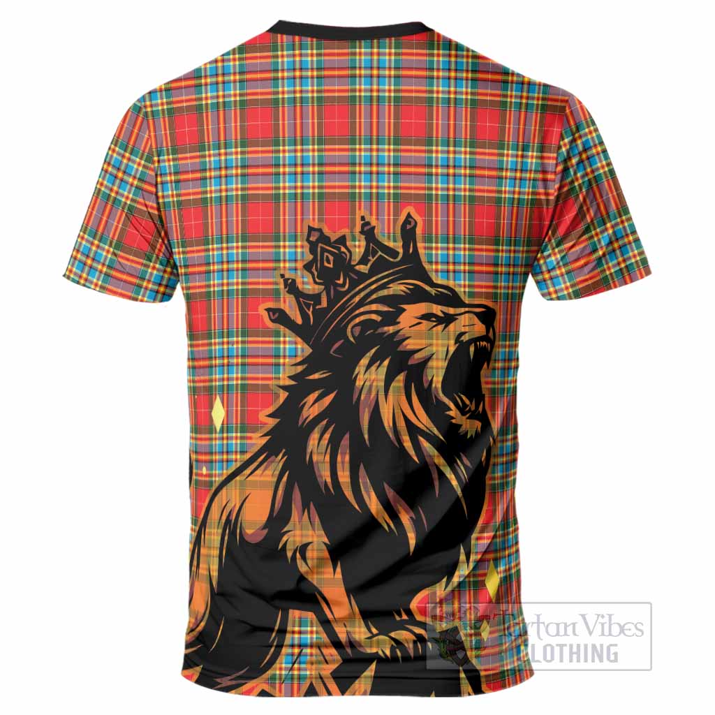 Chattan Tartan Family Crest T-Shirt Crowned Lion Roaring