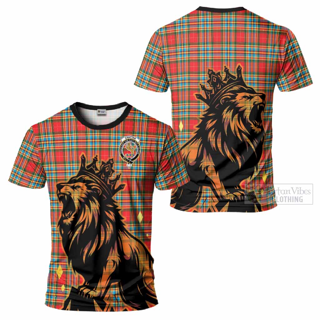 Chattan Tartan Family Crest T-Shirt Crowned Lion Roaring