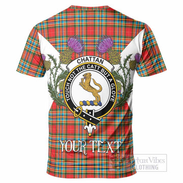 Chattan Tartan Family Crest T-Shirt Scottish Burns Night Thistle Floral