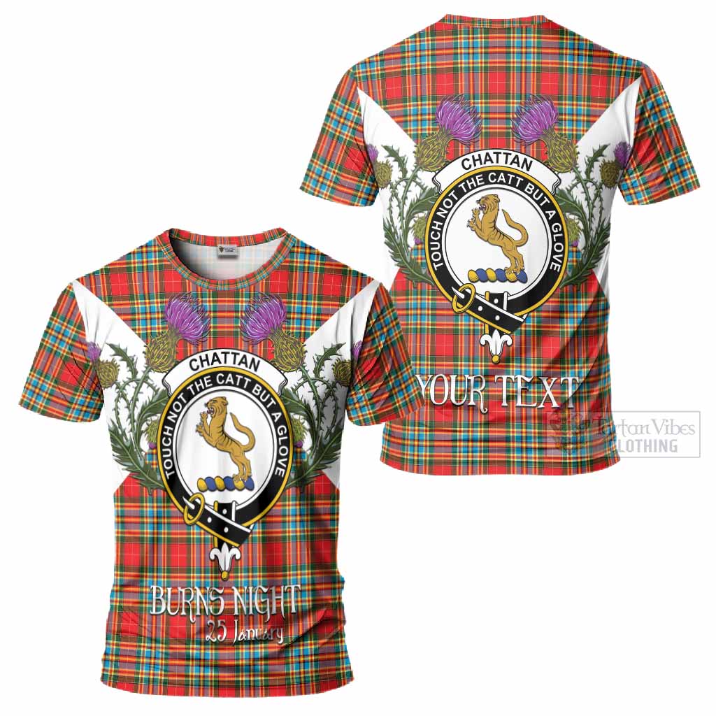 Chattan Tartan Family Crest T-Shirt Scottish Burns Night Thistle Floral