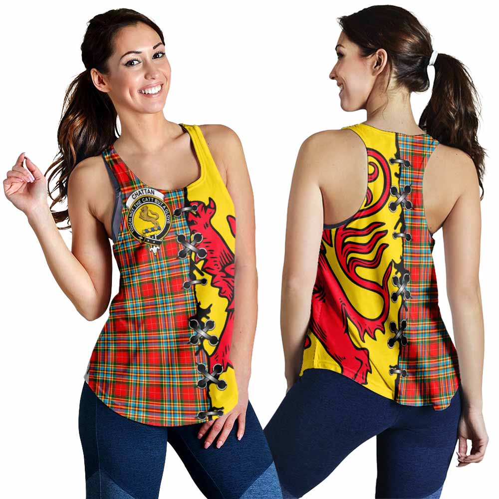 Chattan Tartan Family Crest Women Racerback Tanks Lion Rampant Honor - Tartan Vibes Clothing