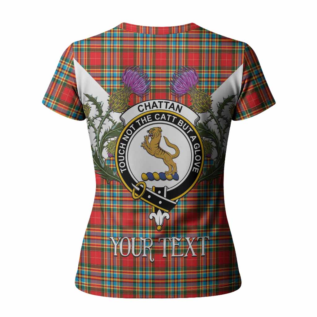 Chattan Tartan Family Crest Women T shirt Scottish Burns Night Thistle Floral