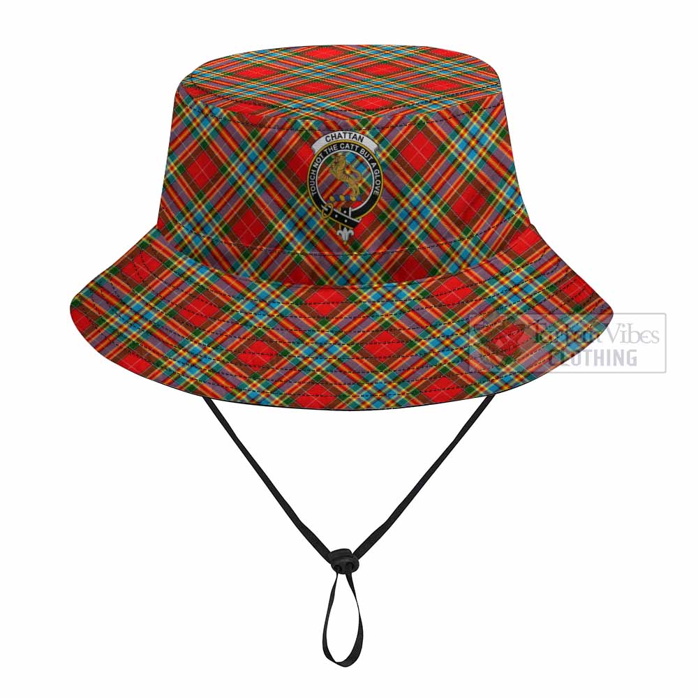 Chattan Tartan Fishing Hat with Family Crest