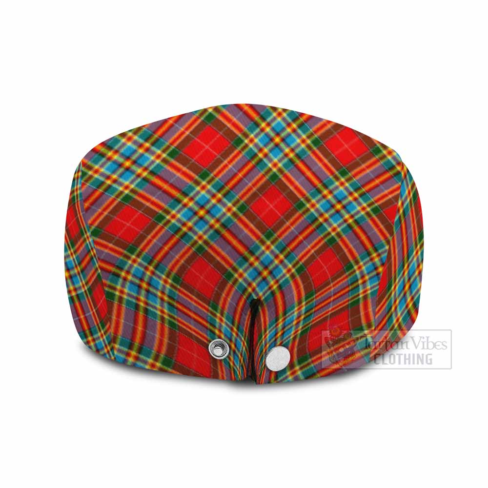 Chattan Tartan Flat Cap, Jeff Cap Cross Style with Family Crest - Tartan Vibes Clothing