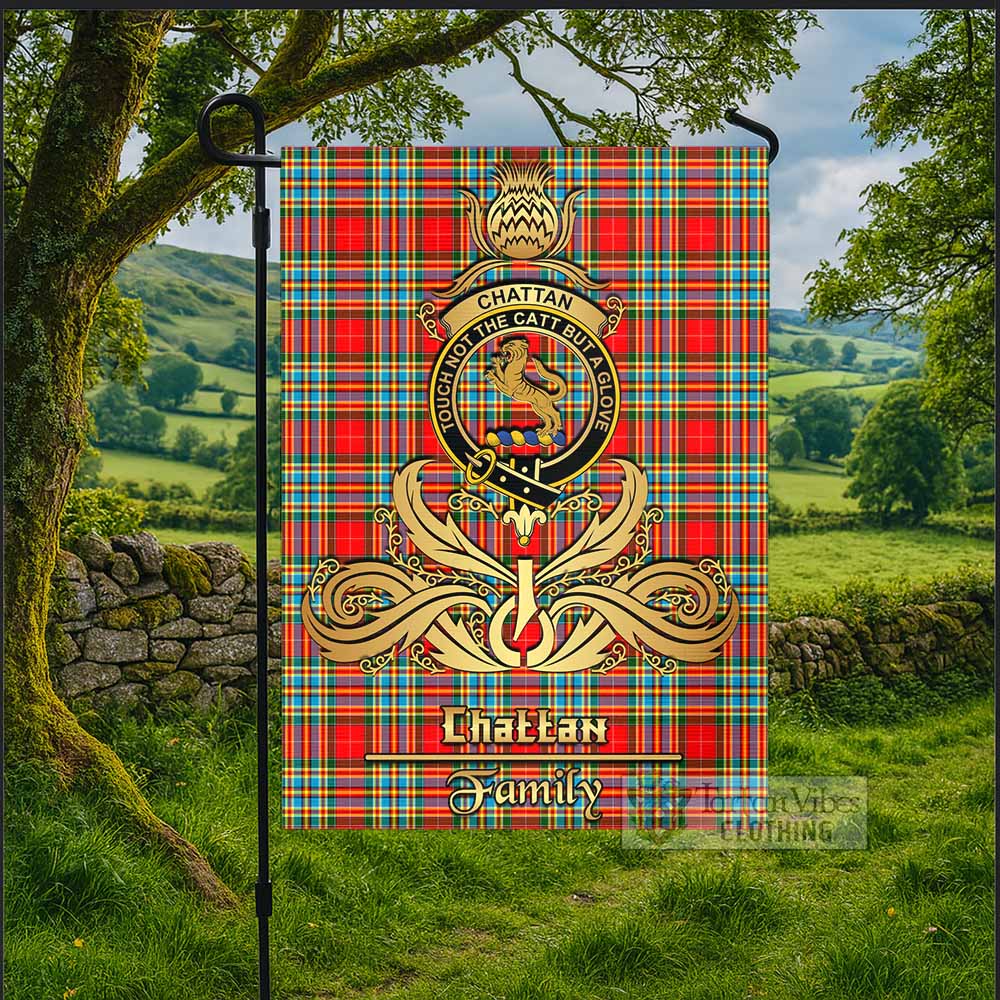 Chattan Tartan Garden Flag with Highland Thistle Cherish Family Crest Style - Tartan Vibes Clothing