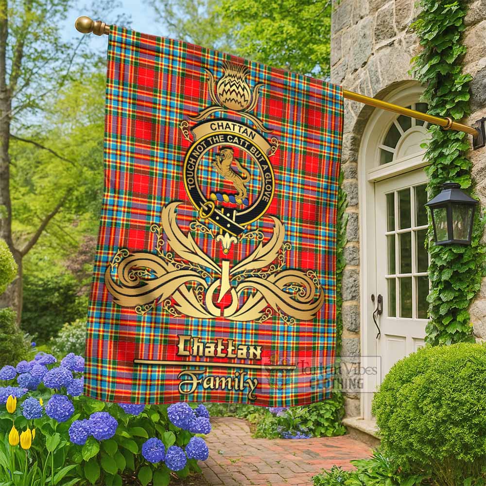Chattan Tartan Garden Flag with Highland Thistle Cherish Family Crest Style - Tartan Vibes Clothing