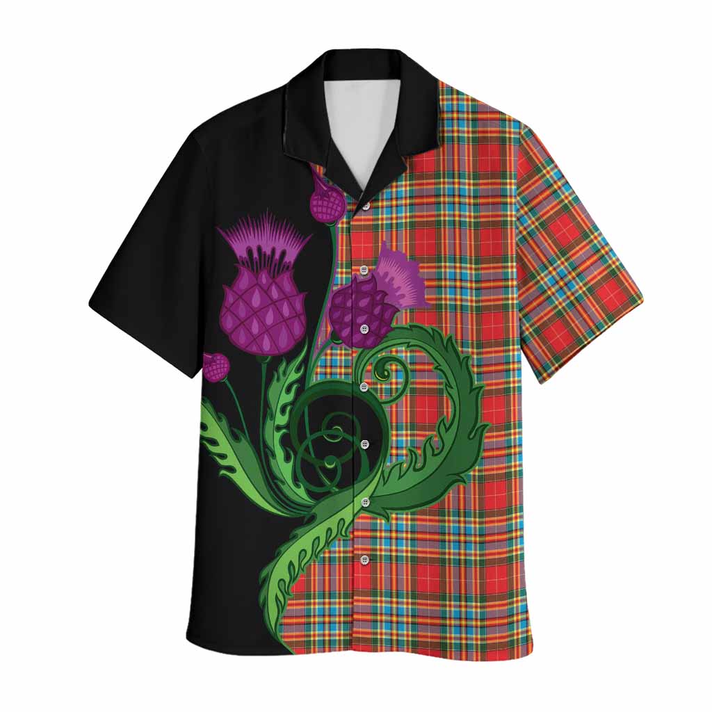 Chattan Tartan Hawaiian Shirt Traditional Scottish Thistle