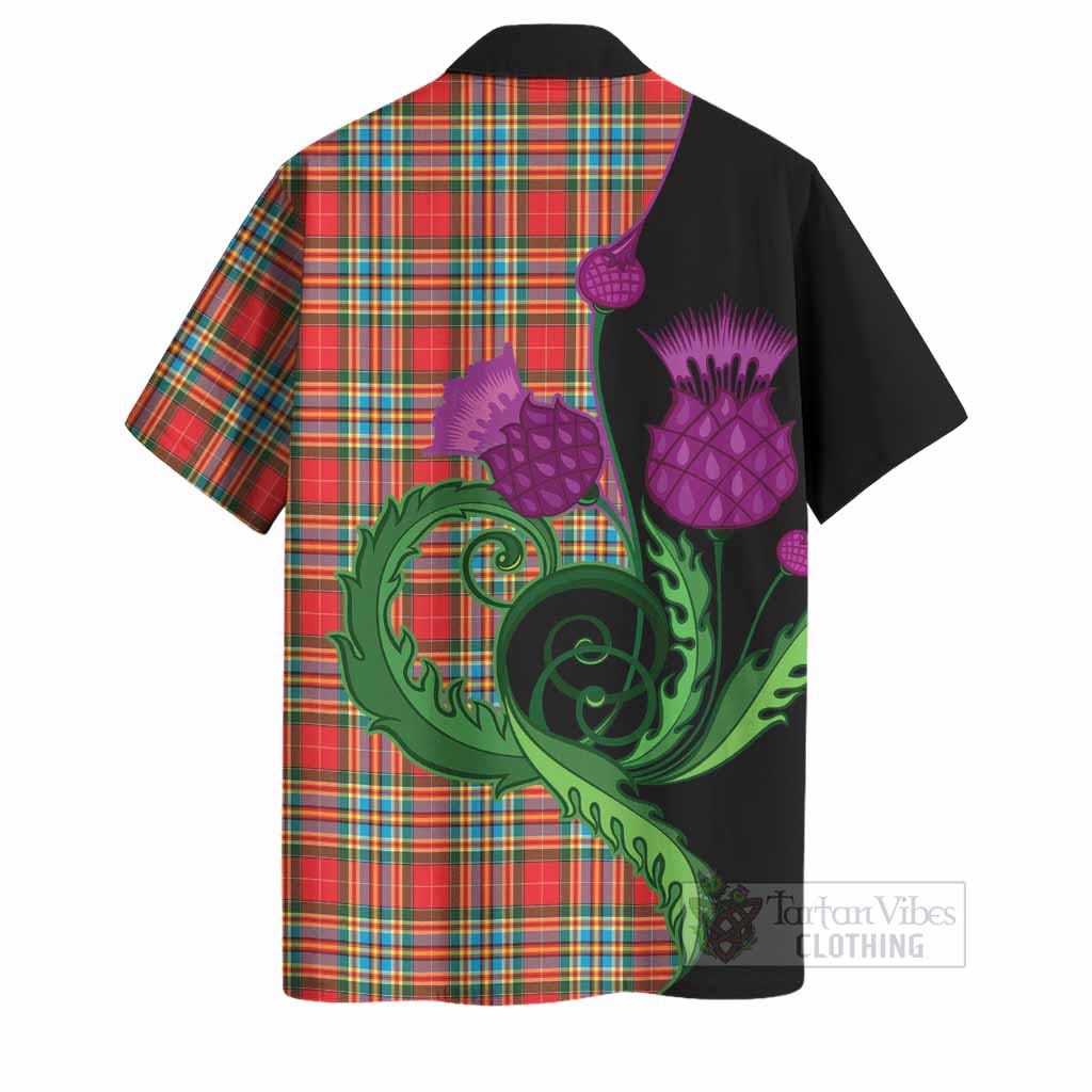 Chattan Tartan Hawaiian Shirt Traditional Scottish Thistle