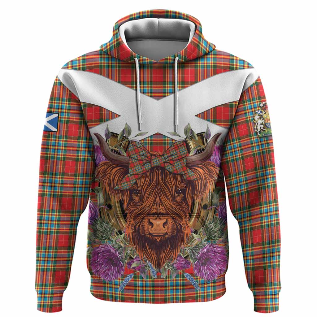 Chattan Tartan Hoodie Scottish Thistle Heilan Coo