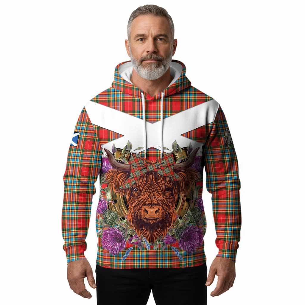 Chattan Tartan Hoodie Scottish Thistle Heilan Coo