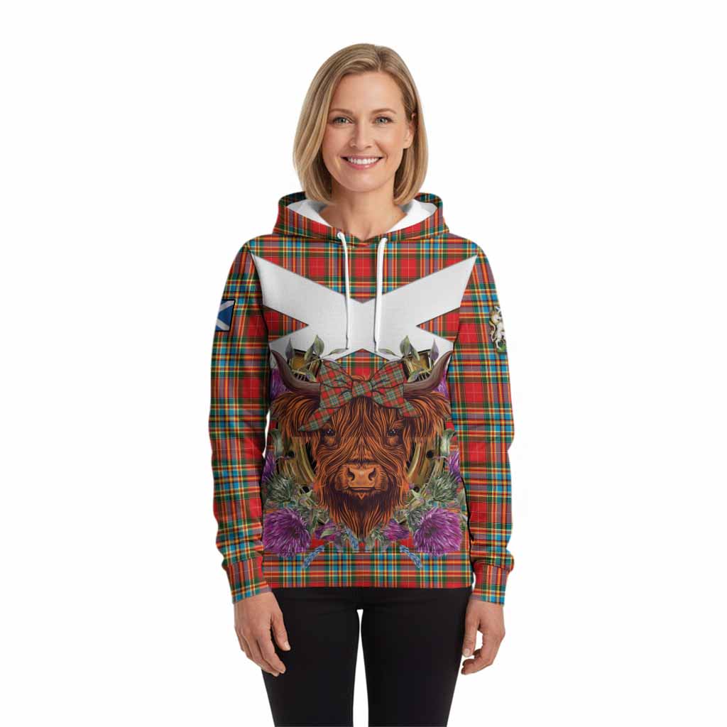 Chattan Tartan Hoodie Scottish Thistle Heilan Coo