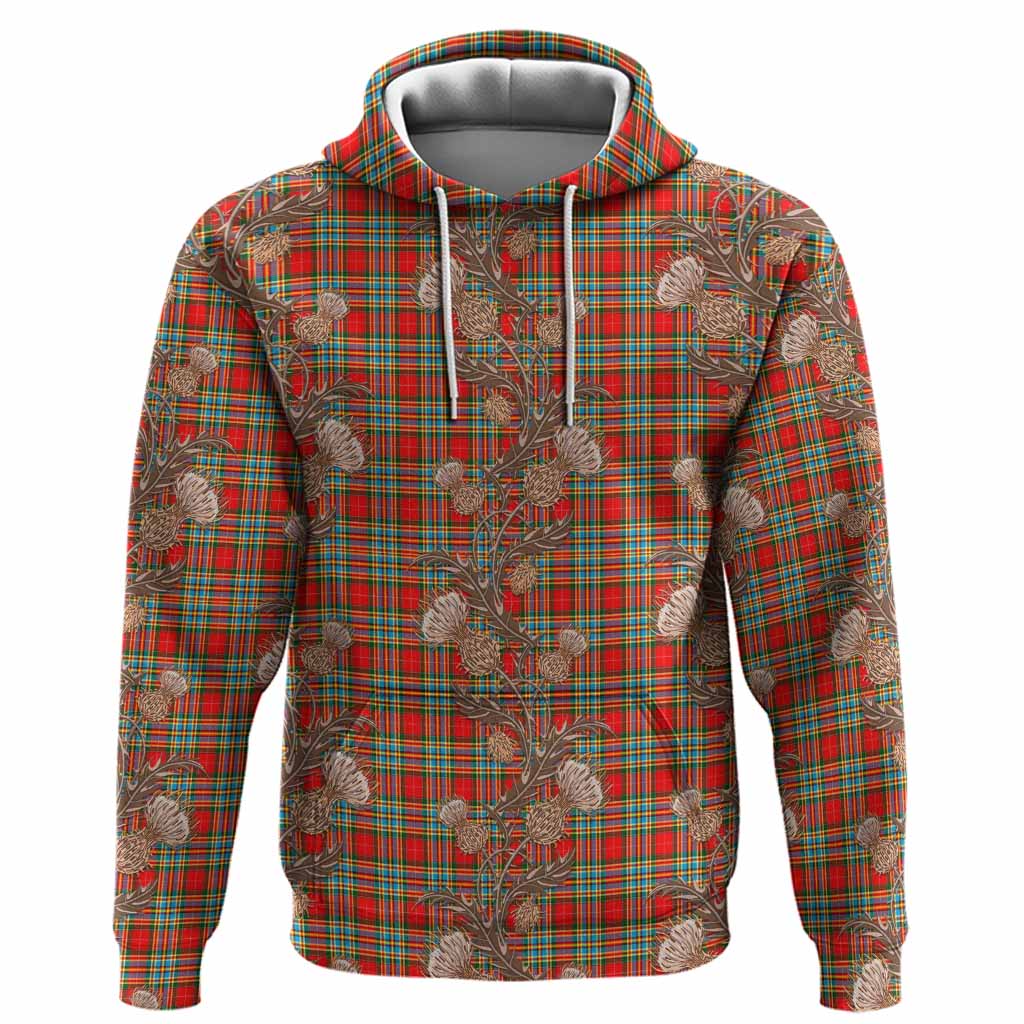 Chattan Tartan Hoodie Seamless Scottish Thistle Flowers