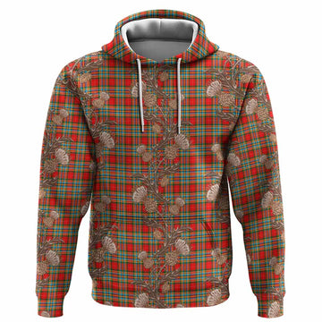 Chattan Tartan Hoodie Seamless Scottish Thistle Flowers