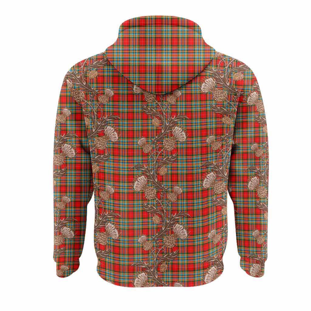 Chattan Tartan Hoodie Seamless Scottish Thistle Flowers