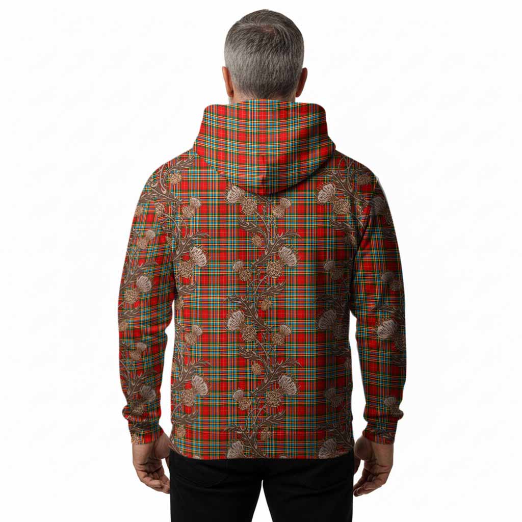 Chattan Tartan Hoodie Seamless Scottish Thistle Flowers