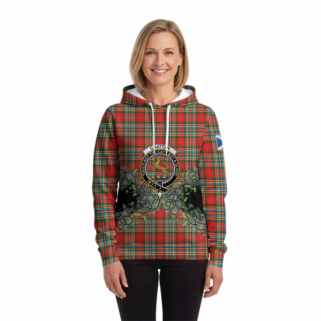 Chattan Tartan Hoodie Thistle Scottish Spirit