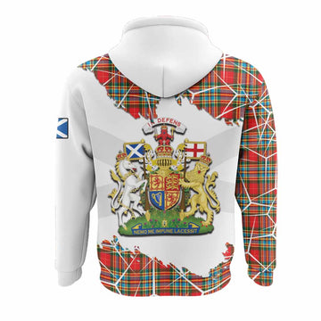 Chattan Tartan Hoodie with Family Crest and Lion Rampant Grunge Style