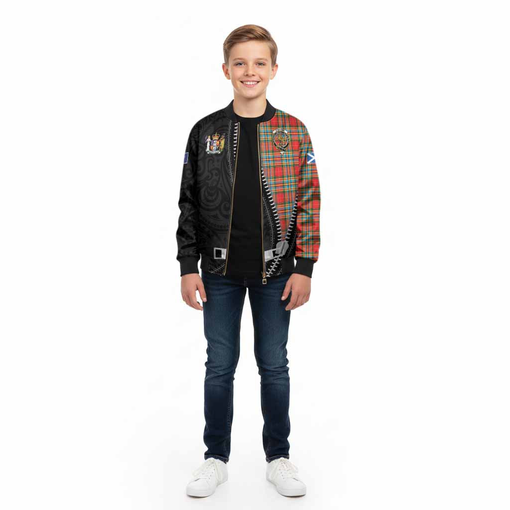 Chattan Tartan Kid Bomber Jacket New Zealand Pattern Unique Zipper Stylized
